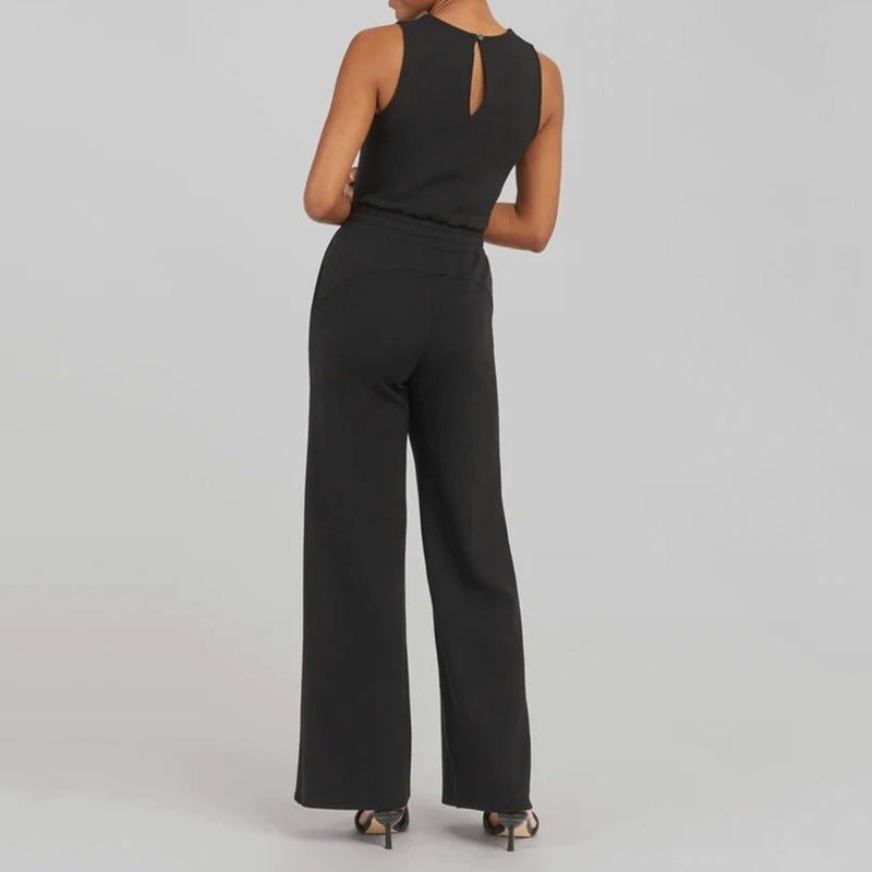 Femme Combinaison Sans Manches Jambe Large col Rond et Ceinture Ajustable