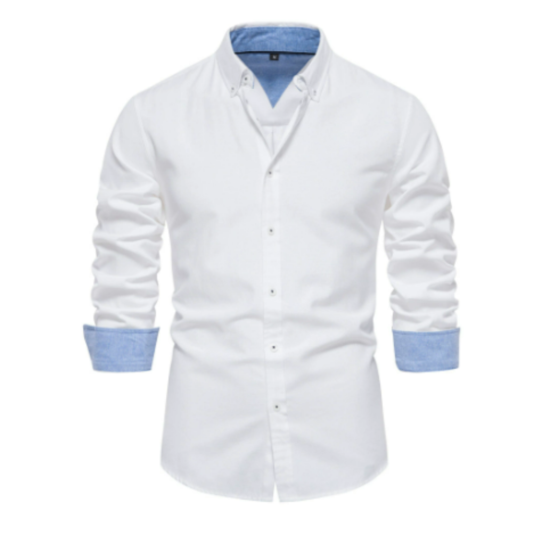 Homme Chemise Formelle Manches Longues avec Col Boutonné et Coupe Slim