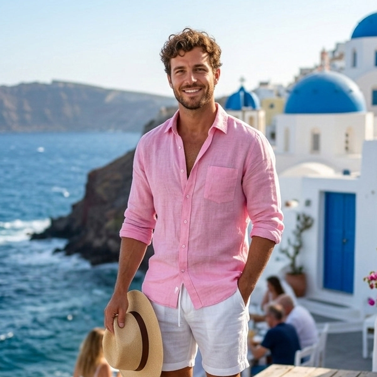 Homme Chemise Manches Longues à Col Classique et Boutonnage Devant Relaxed Fit