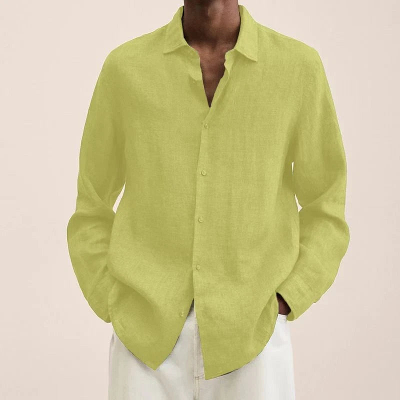 Homme Chemise Manches Longues avec Col Classique et Boutons