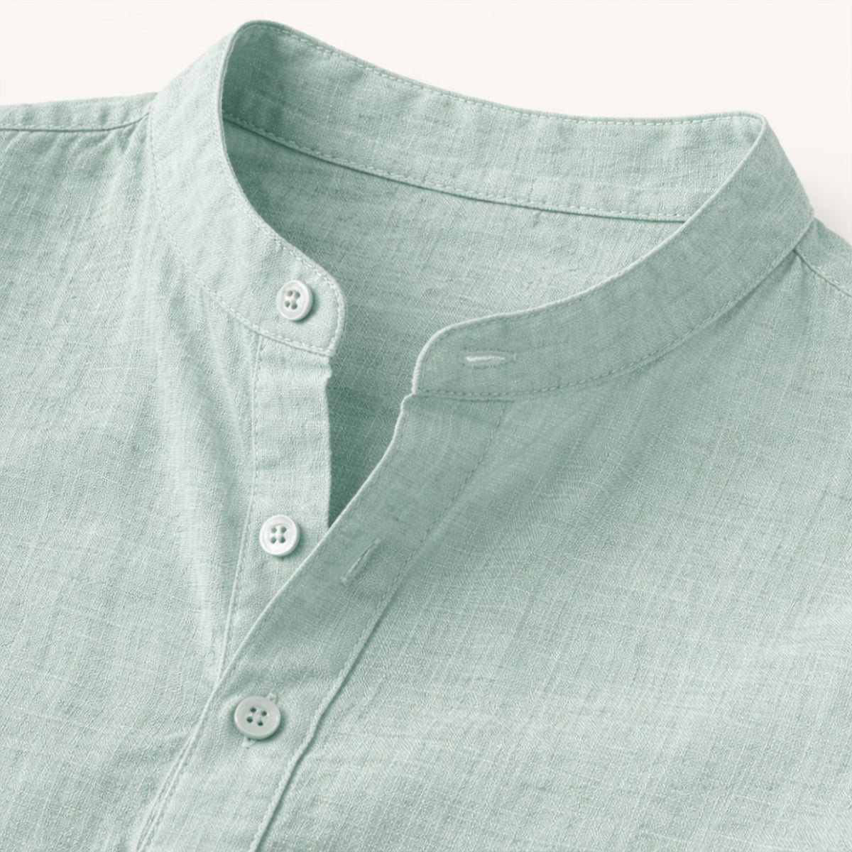 Homme Chemise Manches Longues Retroussables col Mao Regular Fit