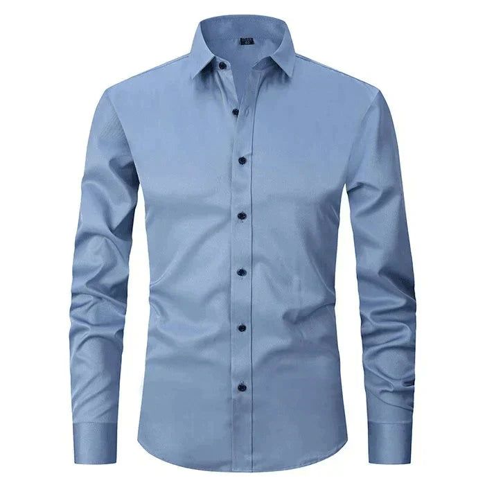 Homme Chemise Manches Longues Slim Fit sans Repassage avec Col Classique