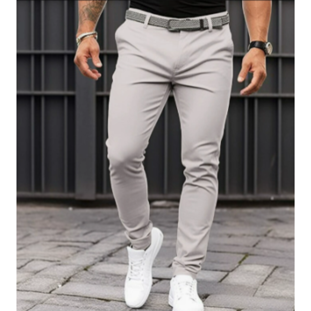 Homme Pantalon Chino Slim Fit Long avec Ceinture