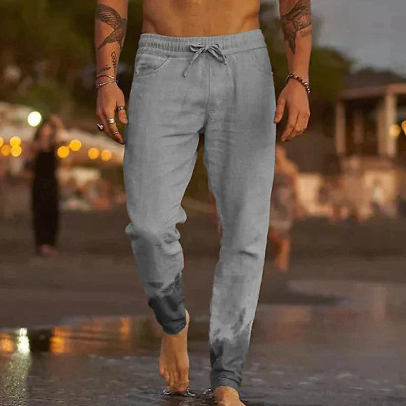Homme Pantalon Slim avec Cordon de Serrage et Taille Élastique