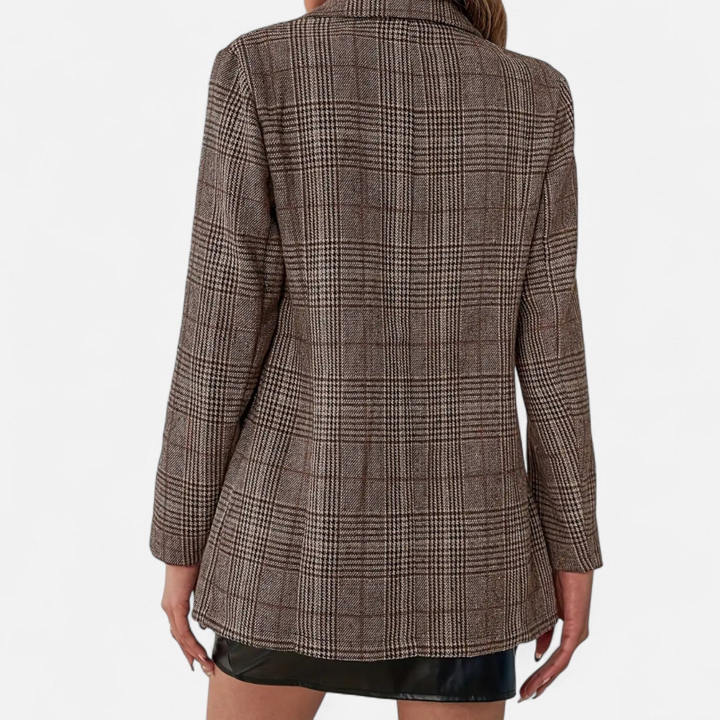 Femme Blazer à Carreaux Manches Longues Monopetto à Revers