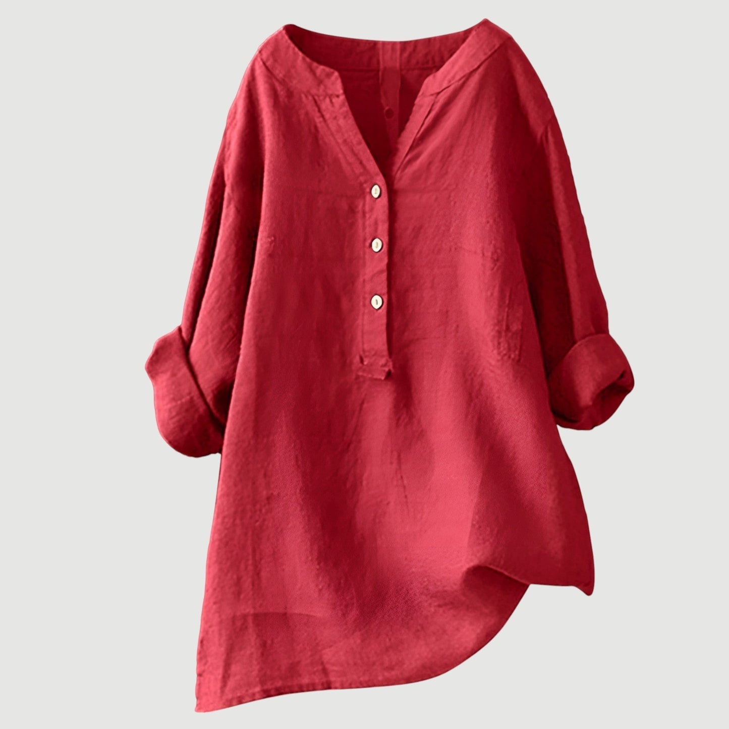 Femme Blouse Longue Manches Longues avec Col V et Ourlet Asymétrique