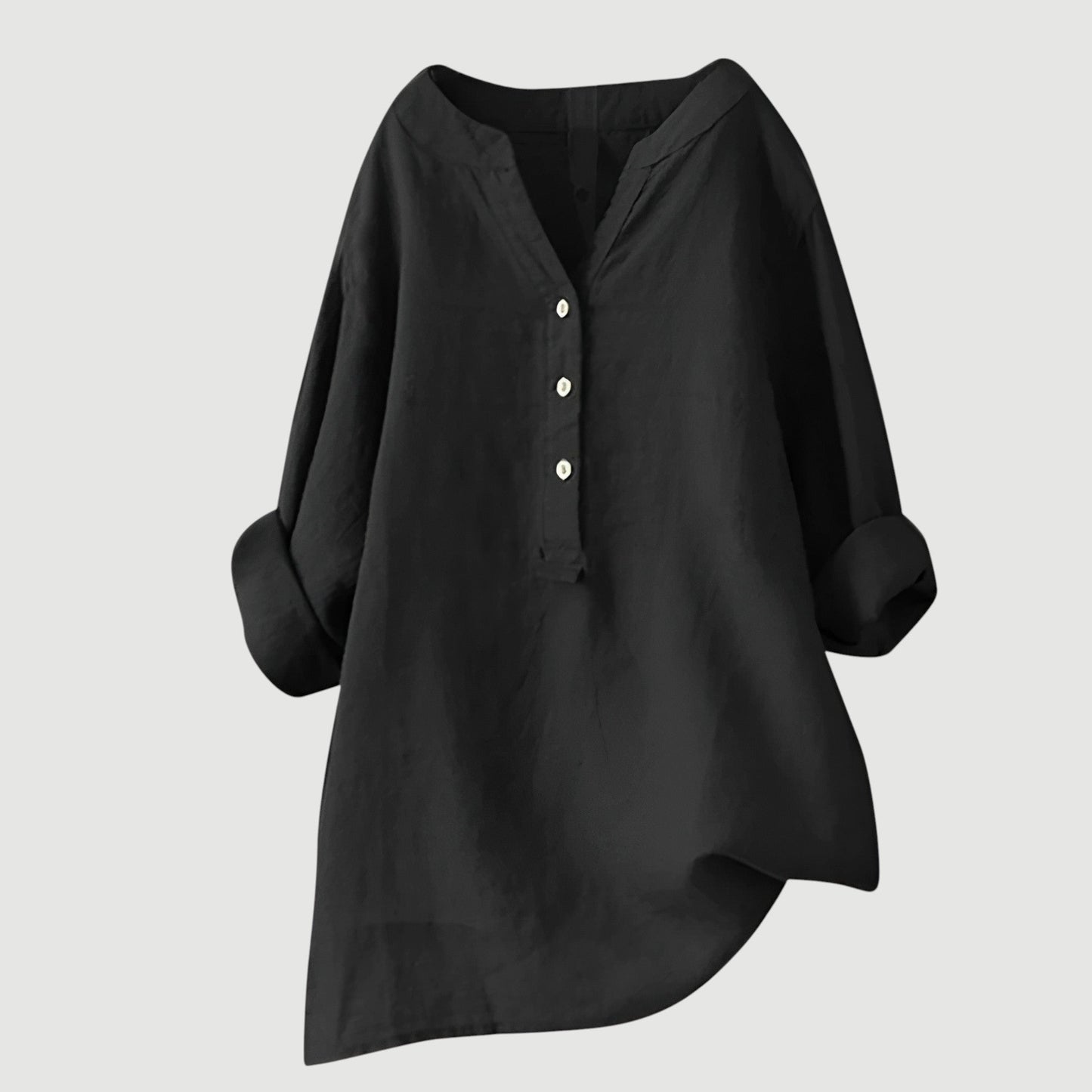Femme Blouse Longue Manches Longues avec Col V et Ourlet Asymétrique