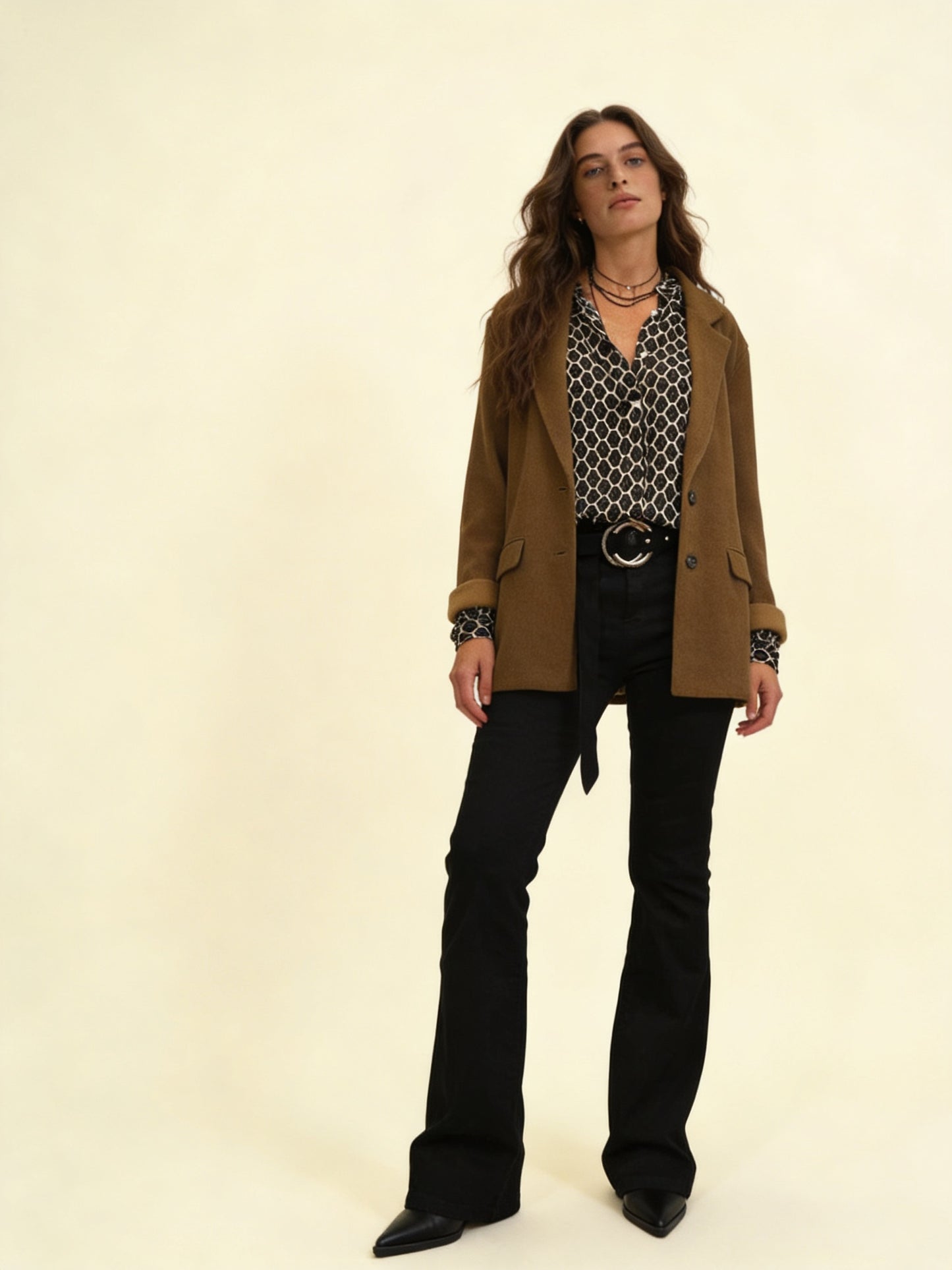 Femme Blouse Manches Longues Encolure V et Imprimé Géométrique 2