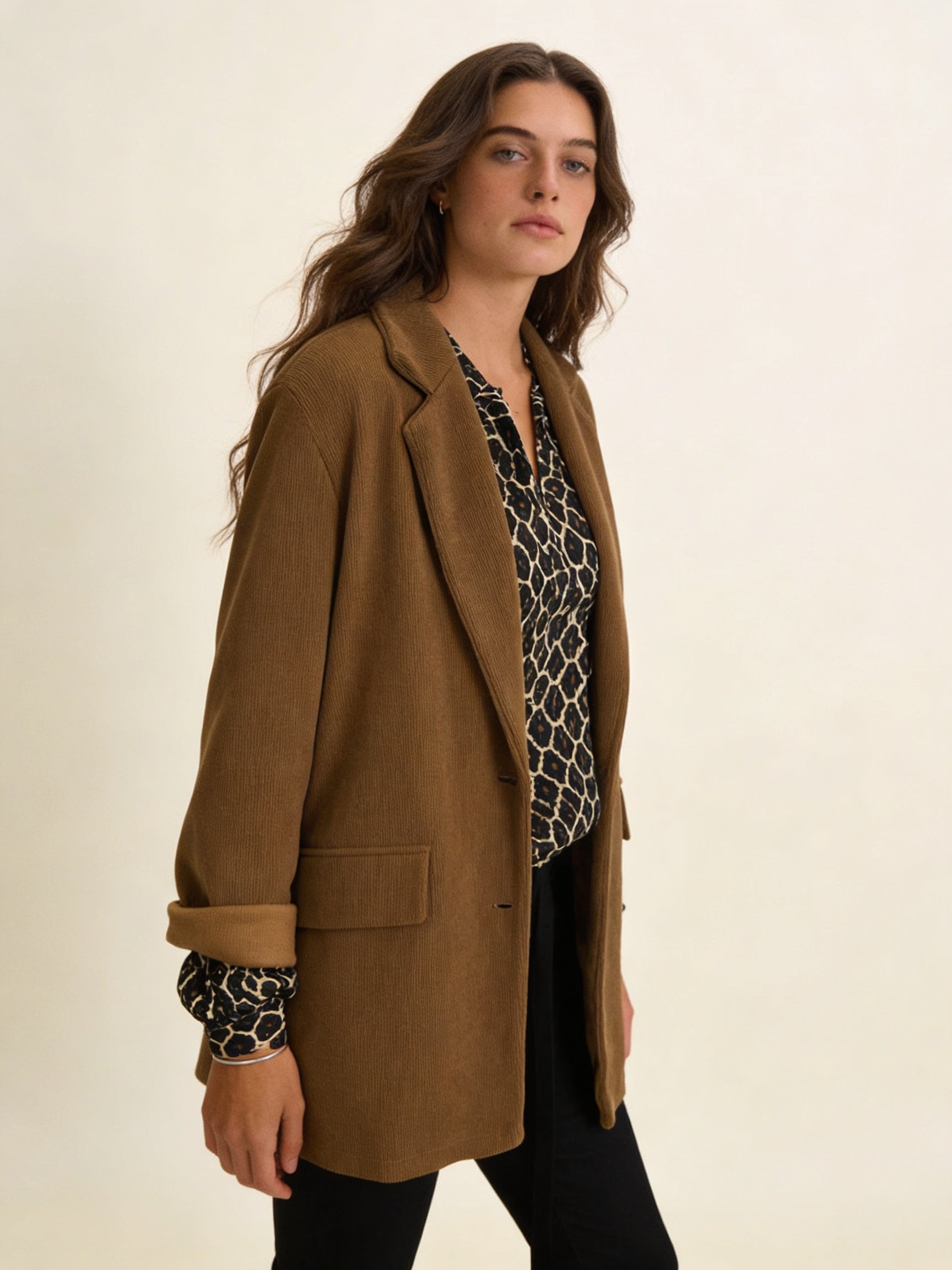 Femme Blouse Manches Longues Encolure V et Imprimé Géométrique 3