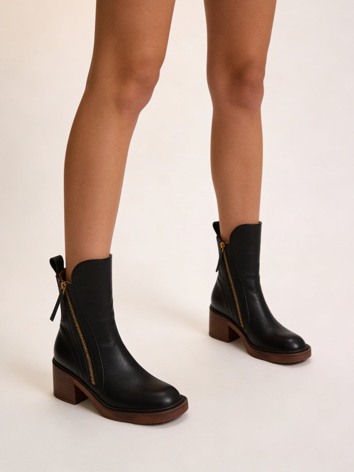 Femme Bottines à Talon Bloc Cheville avec Fermeture Zippée 5