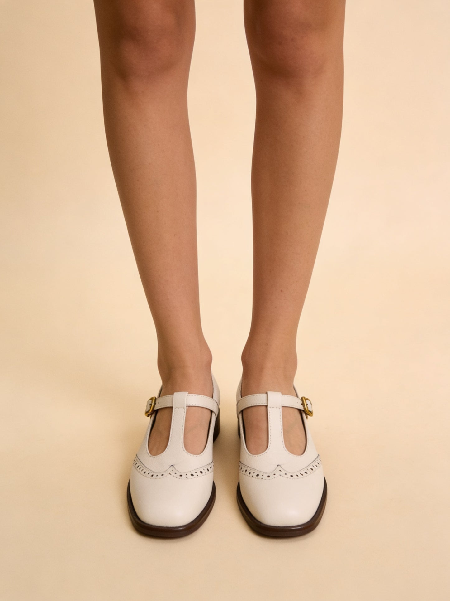 Femme Chaussures Mary Jane Style Brogue à Bride en T et Talon Bloc 2