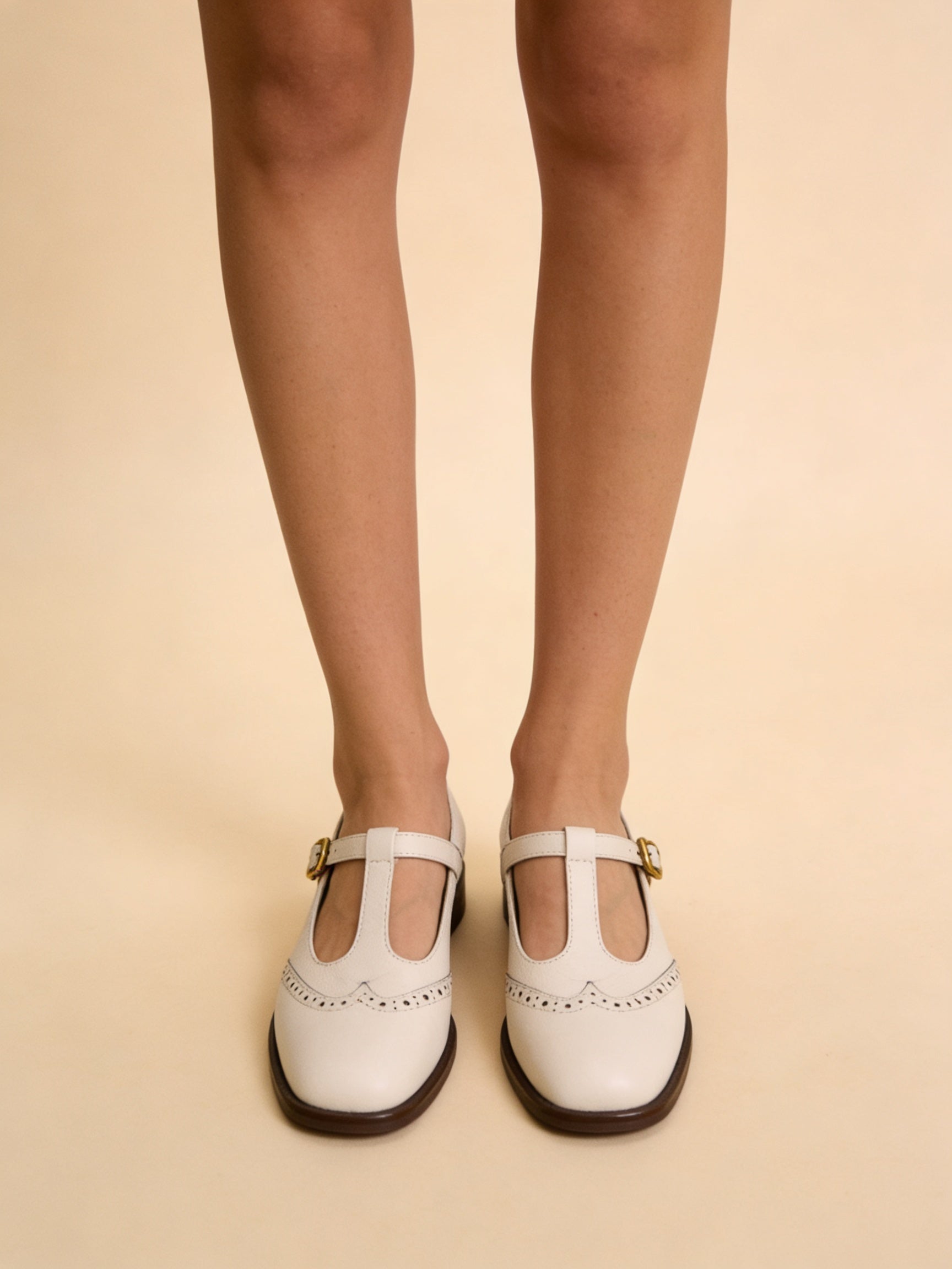 Femme Chaussures Mary Jane Style Brogue à Bride en T et Talon Bloc 2