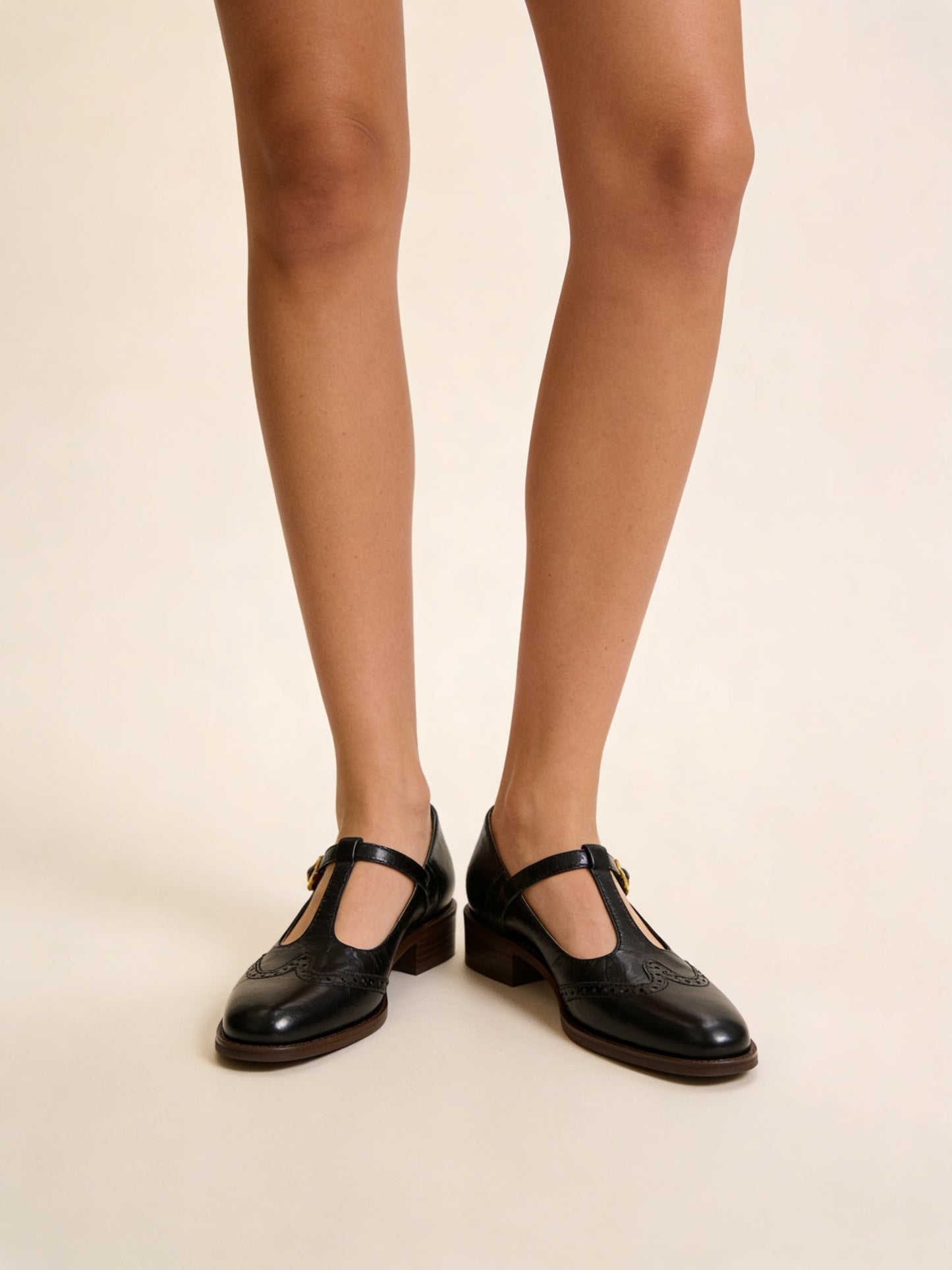 Femme Chaussures Mary Jane Style Brogue à Bride en T et Talon Bloc 4