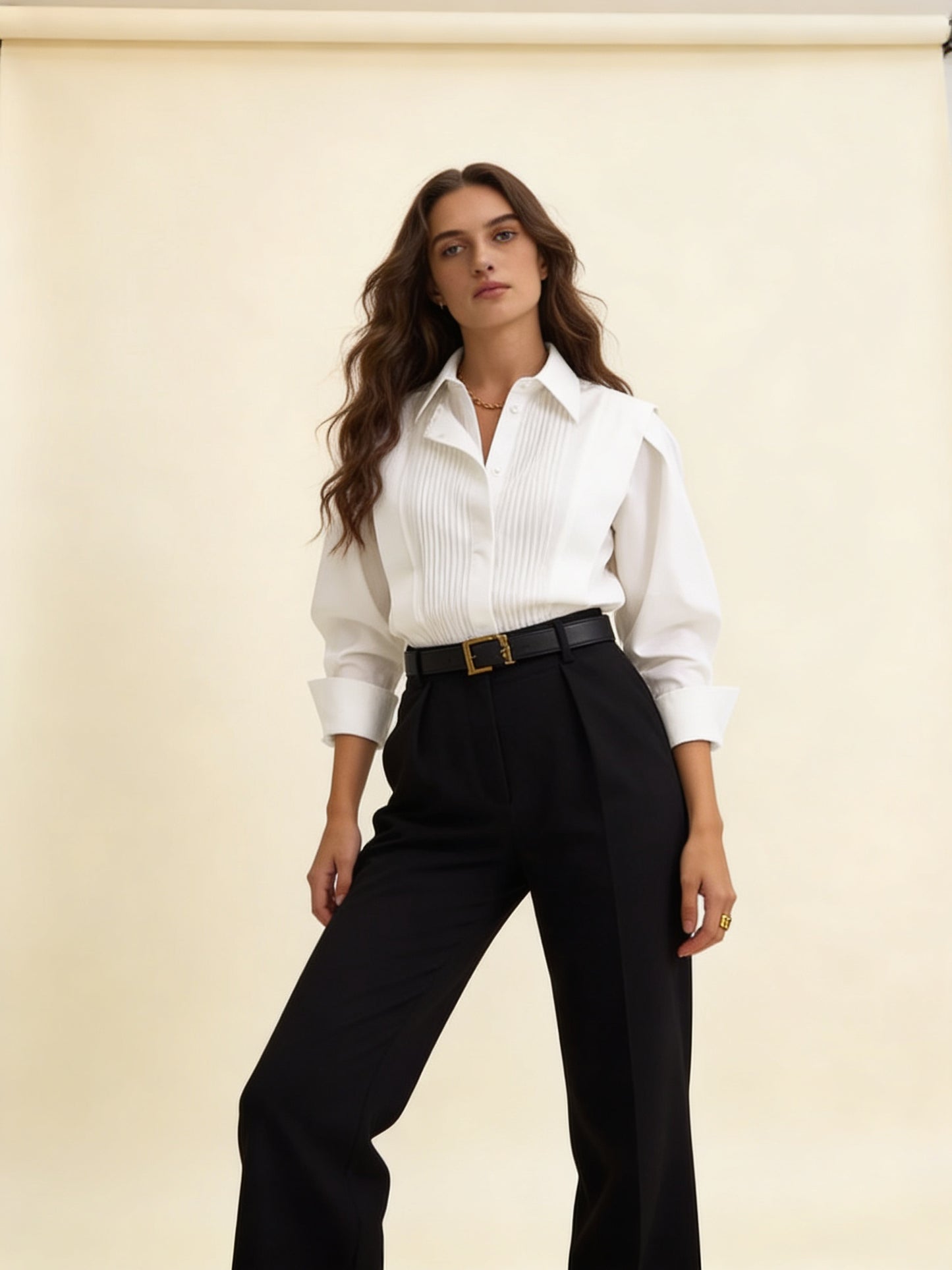 Femme Chemise Oversize Manches Longues avec Col Classique et Boutonnage 2