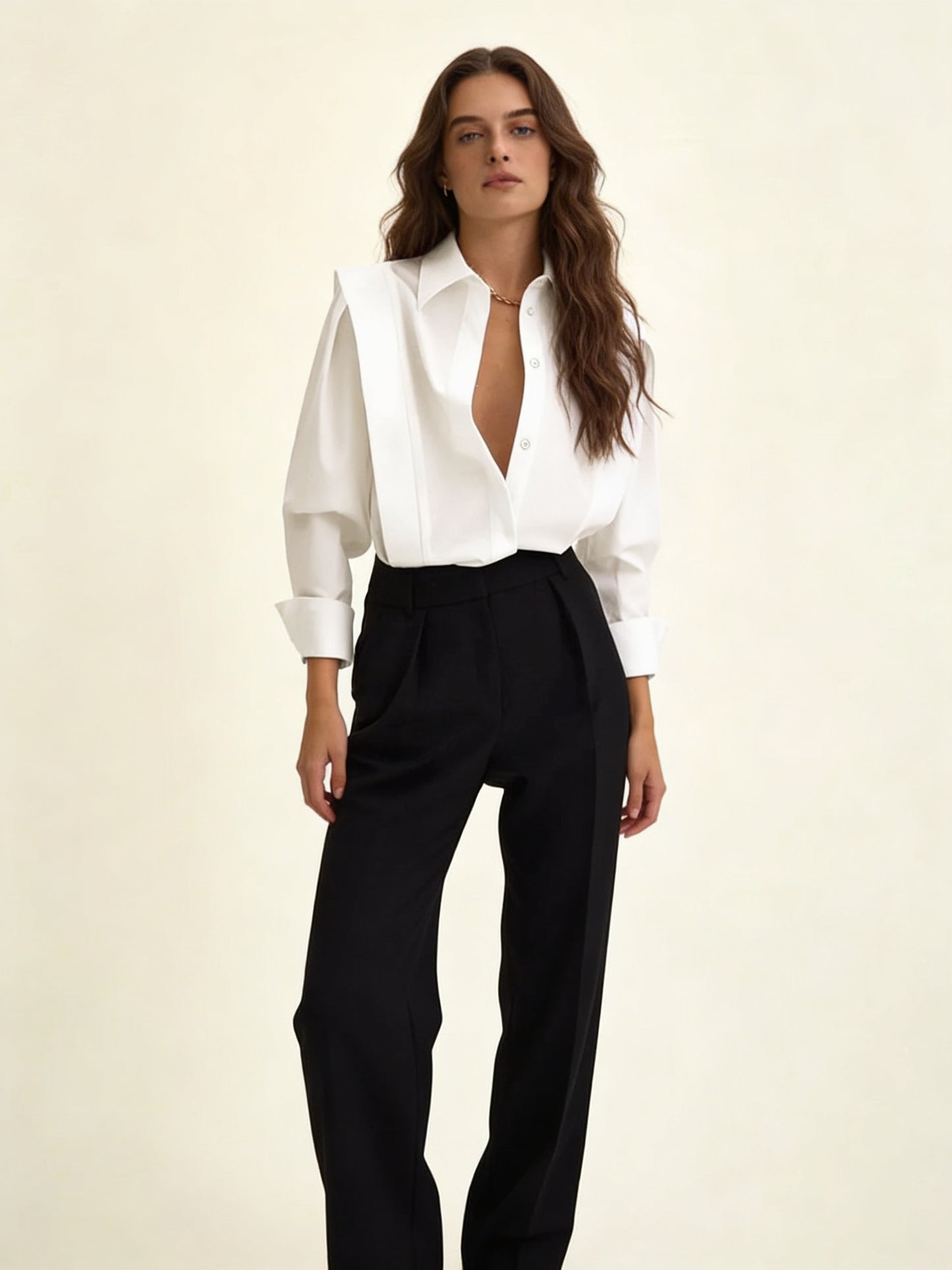 Femme Chemise Oversize Manches Longues avec Col Classique et Boutonnage 3