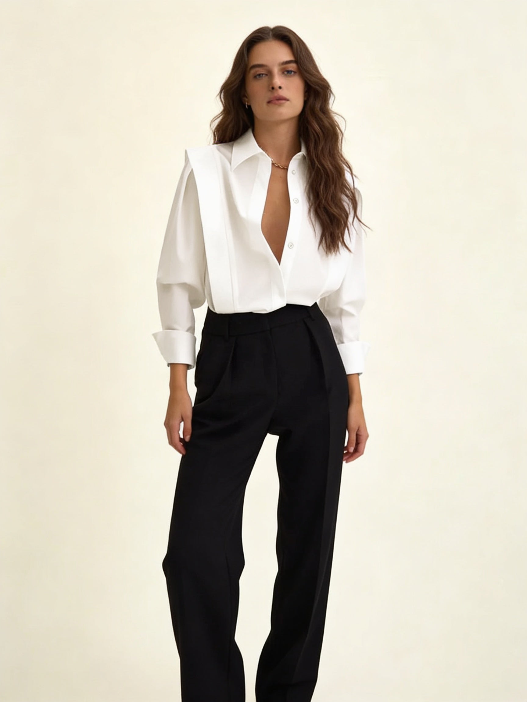 Femme Chemise Oversize Manches Longues avec Col Classique et Boutonnage 3