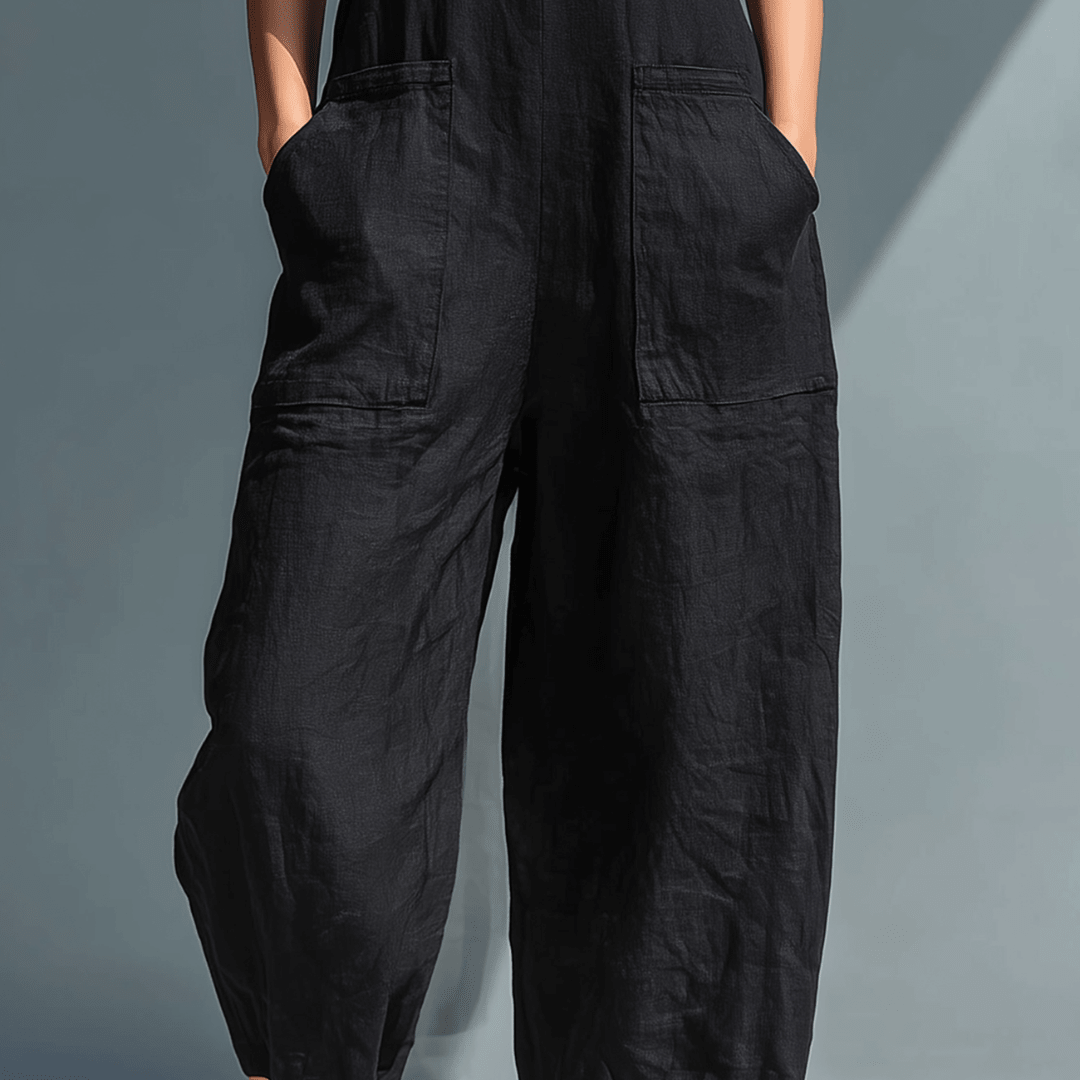 Femme Combinaison Sans Manches avec Col Montant et Poches Larges