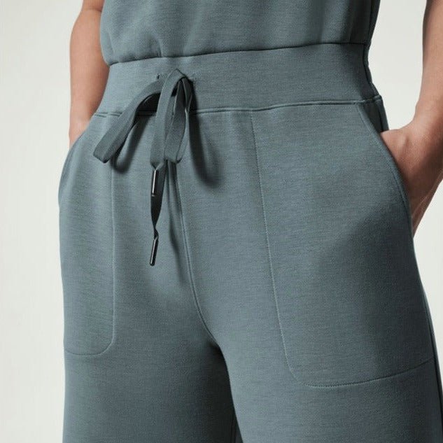 Femme Combinaison Sans Manches Jambe Large col Rond et Ceinture Ajustable