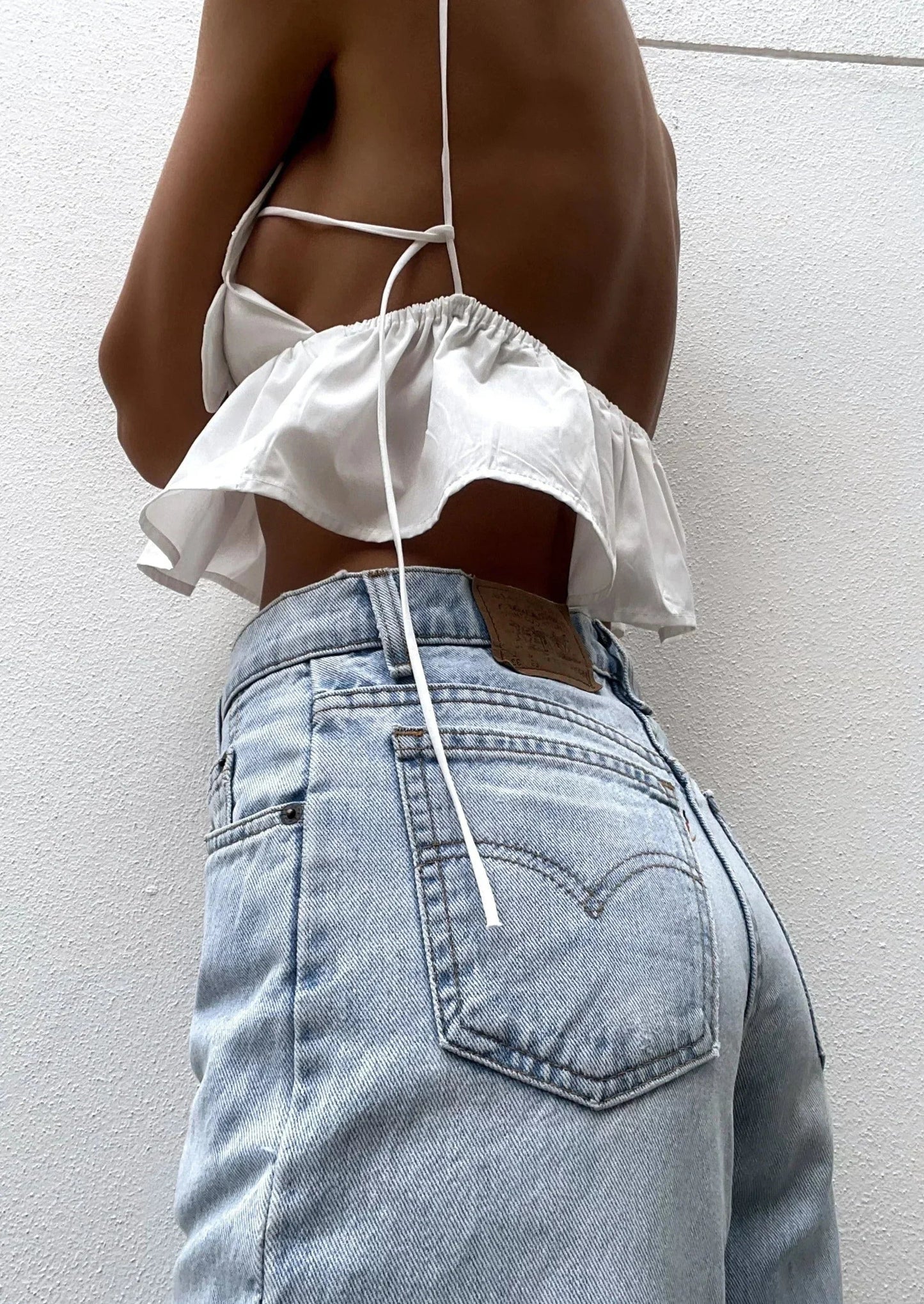 Femme Crop Top sans Manches à Appliques Florales et Bretelles Fines