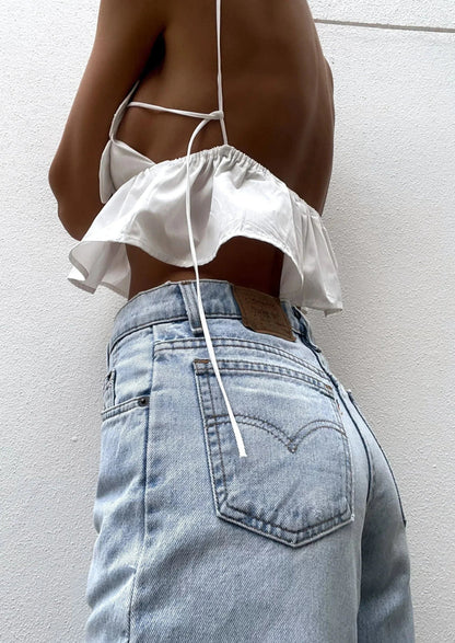 Women’s Sleeveless Crop Top with Floral Appliqués and Thin Straps - 6