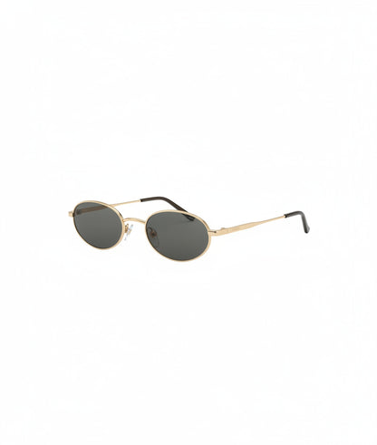 Femme Lunettes de Soleil Ovales avec Monture Métallique et Branches Contrastées