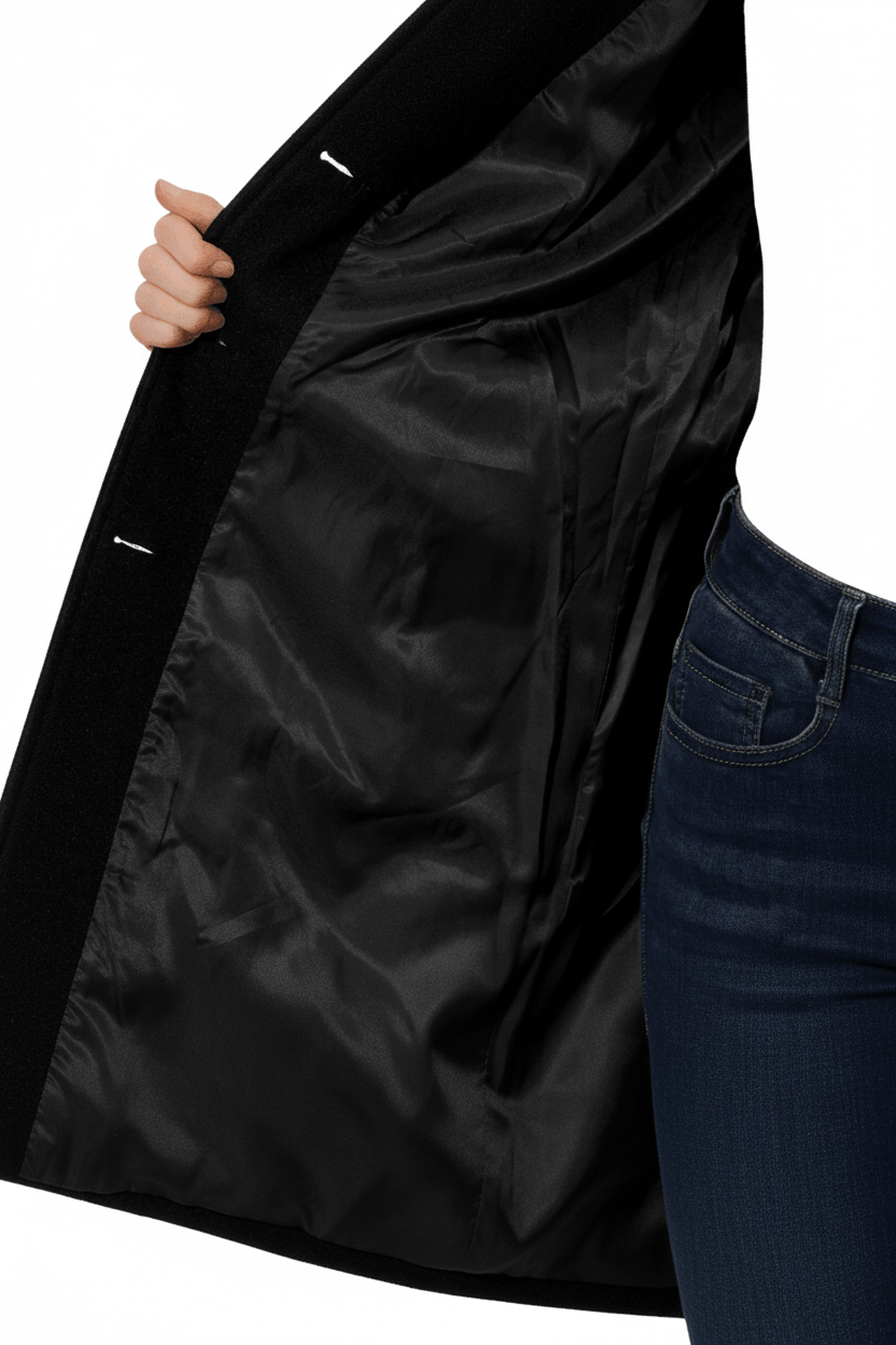 Femme Manteau Classique à Col Chemise et Silhouette A-Line avec Boutons