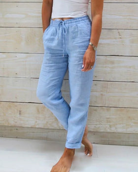 Women’s Casual Pants with Elastic Waist and Drawstring - 2