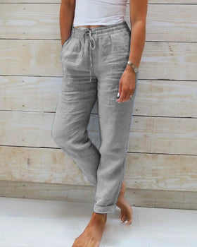Women’s Casual Pants with Elastic Waist and Drawstring - 4
