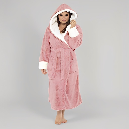 Women's Long Hooded Robe with Belt - 4