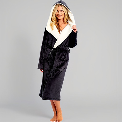 Women's Long Hooded Robe with Belt - 9