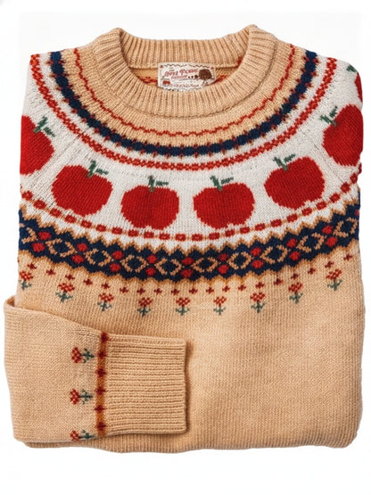 Femme Pull Col Rond Manches Longues Motif Fair Isle Automne et Halloween