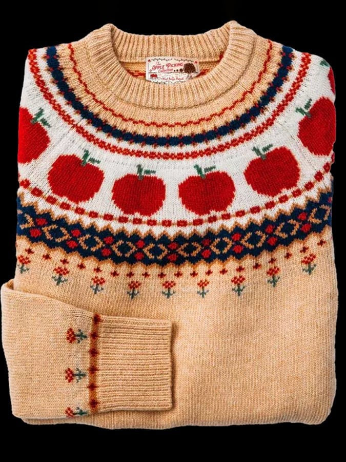 Femme Pull Col Rond Manches Longues Motif Fair Isle Automne et Halloween
