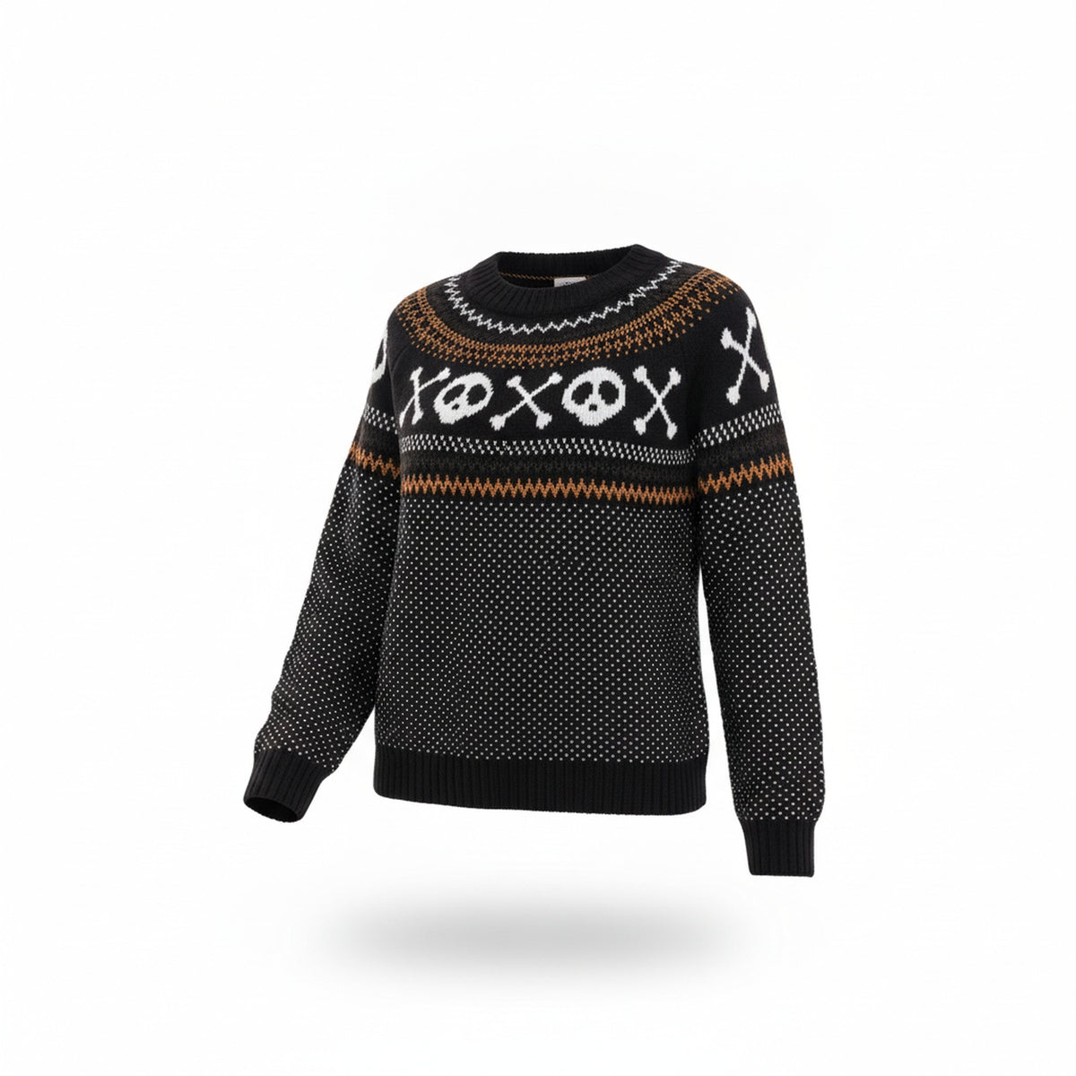 Femme Pull Halloween Motif Crâne et Fantôme Col Rond Manches Longues Coupe Décontractée