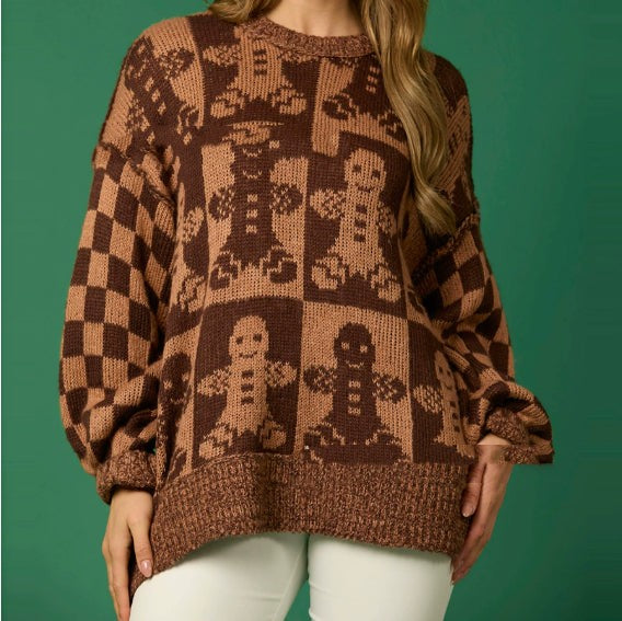 Femme Pull Oversize Halloween Motif Fantômes et Citrouilles à Col Rond