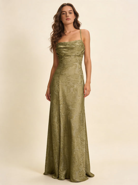 Femme Robe Longue à Col Carré 1