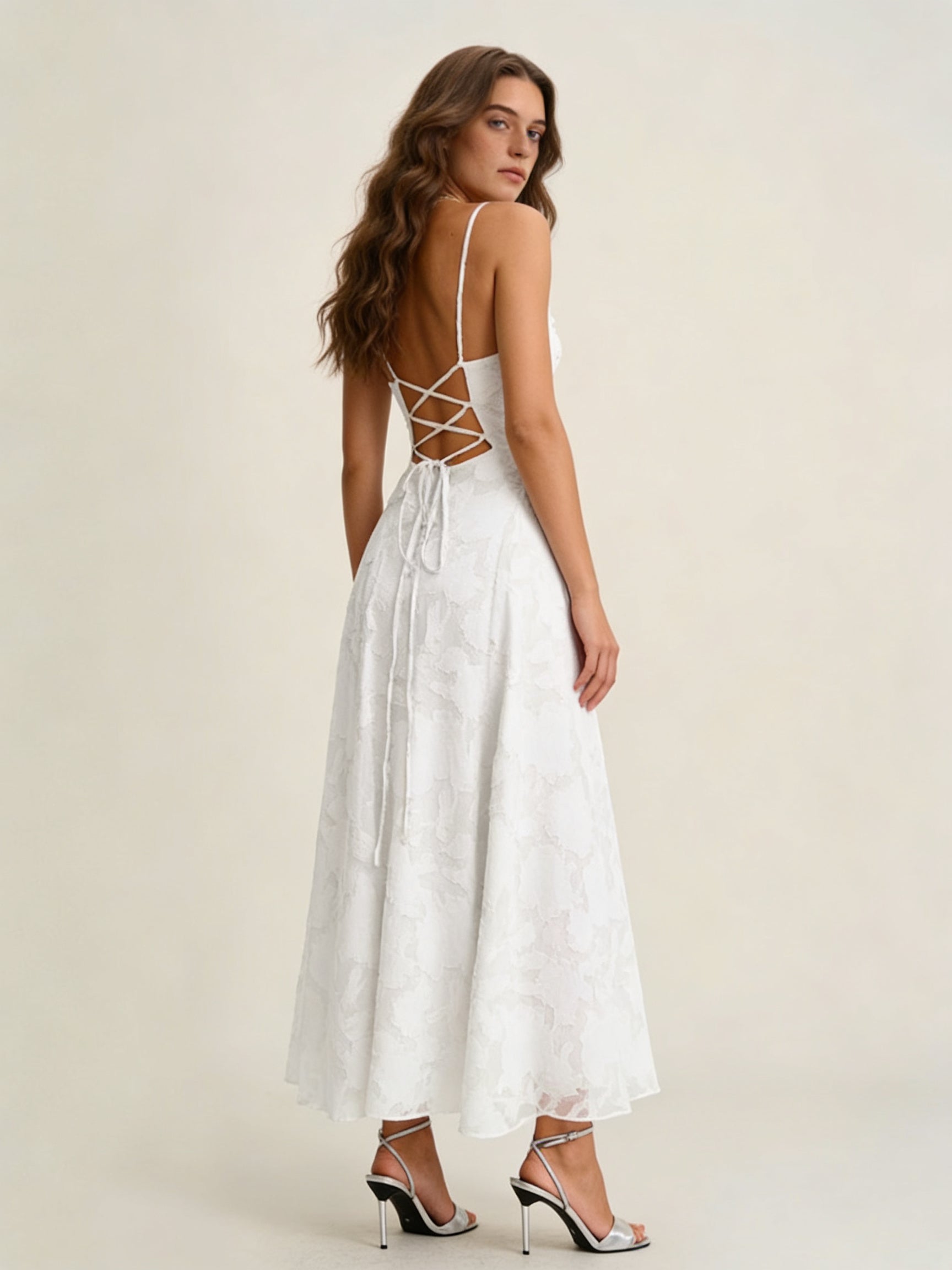 Femme Robe Longue Sans Manches à Encolure Carrée et Silhouette A-Line 2