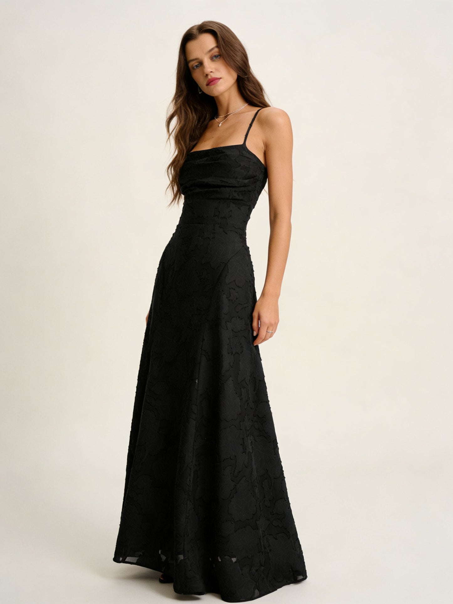 Femme Robe Midi de Soirée avec Dos Lacé et Jupe A-ligne 2