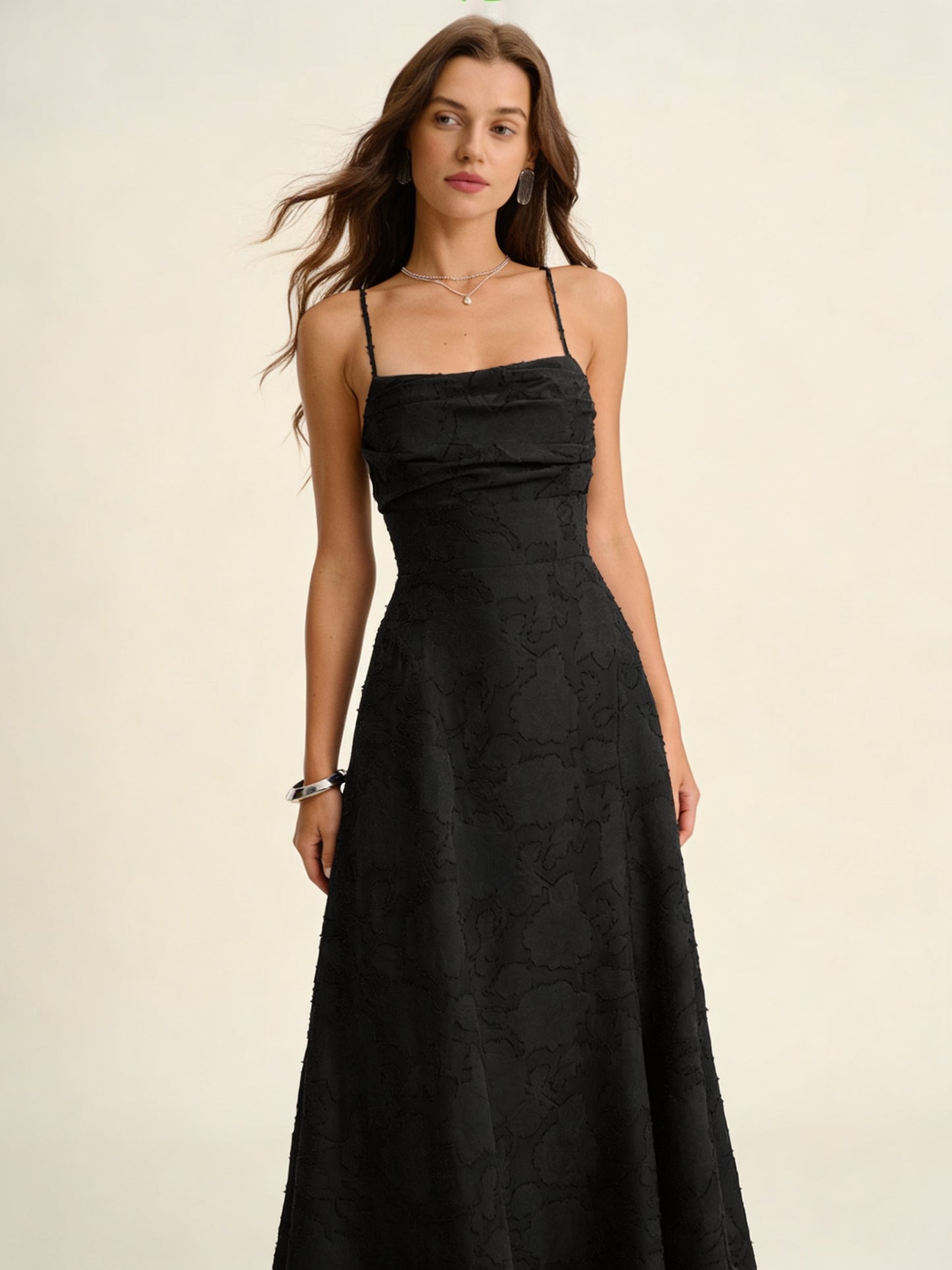 Femme Robe Midi de Soirée avec Dos Lacé et Jupe A-ligne 3