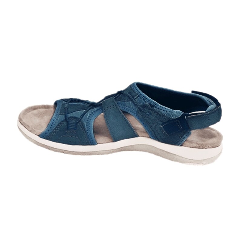 Femme Sandales Ouvertes avec Soutien de Voûte Plantaire et Fermeture Velcro Réglable