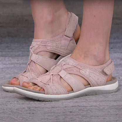 Femme Sandales Ouvertes avec Soutien de Voûte Plantaire et Fermeture Velcro Réglable