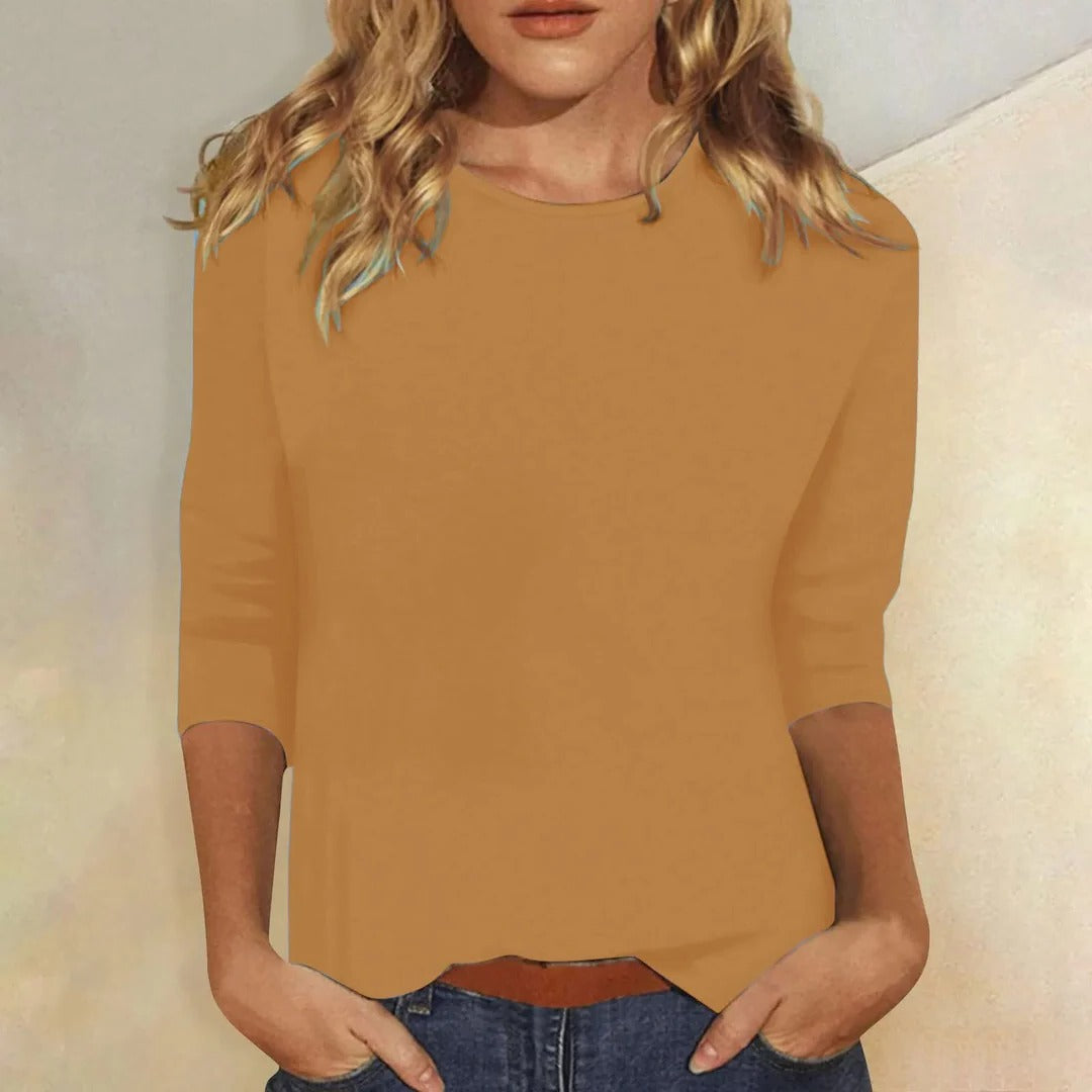 Femme T-Shirt Manches Trois-Quarts col Rond Coupe Décontractée