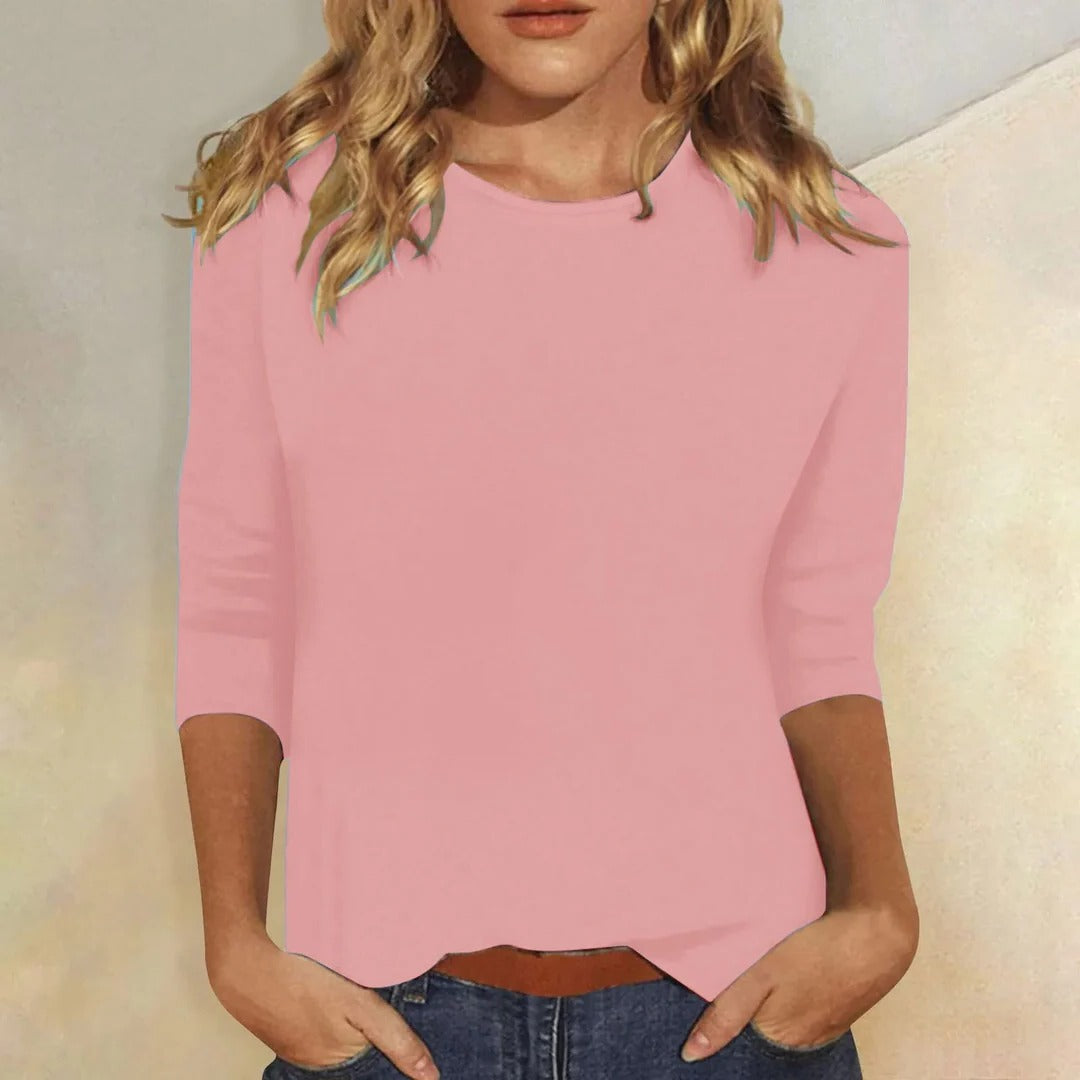 Femme T-Shirt Manches Trois-Quarts col Rond Coupe Décontractée
