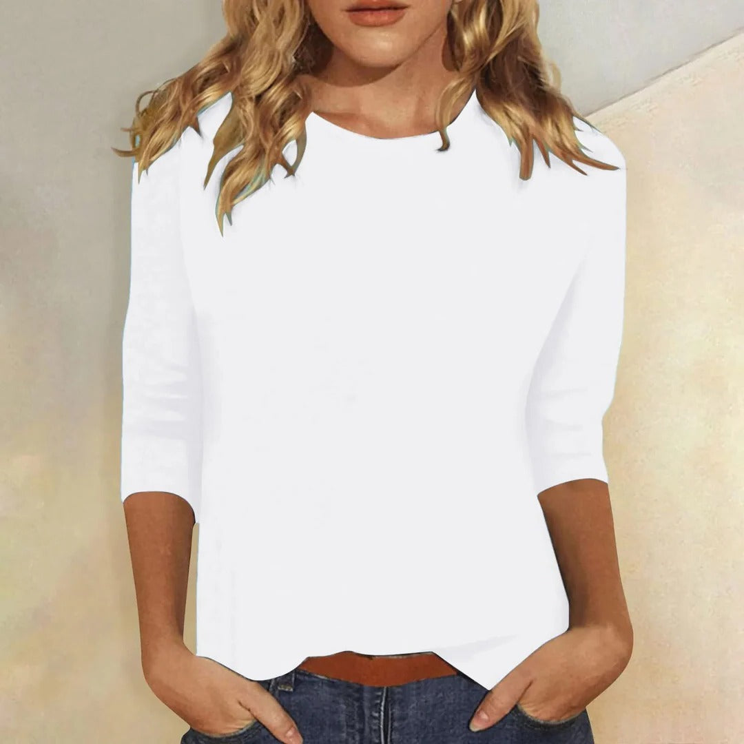 Femme T-Shirt Manches Trois-Quarts col Rond Coupe Décontractée