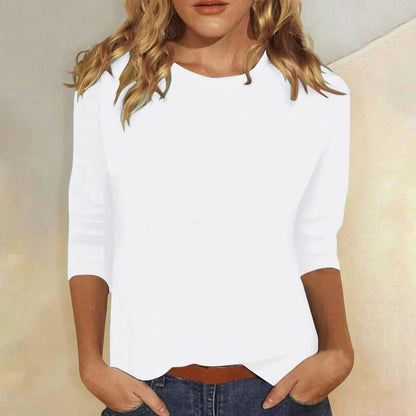 Femme T-Shirt Manches Trois-Quarts col Rond Coupe Décontractée