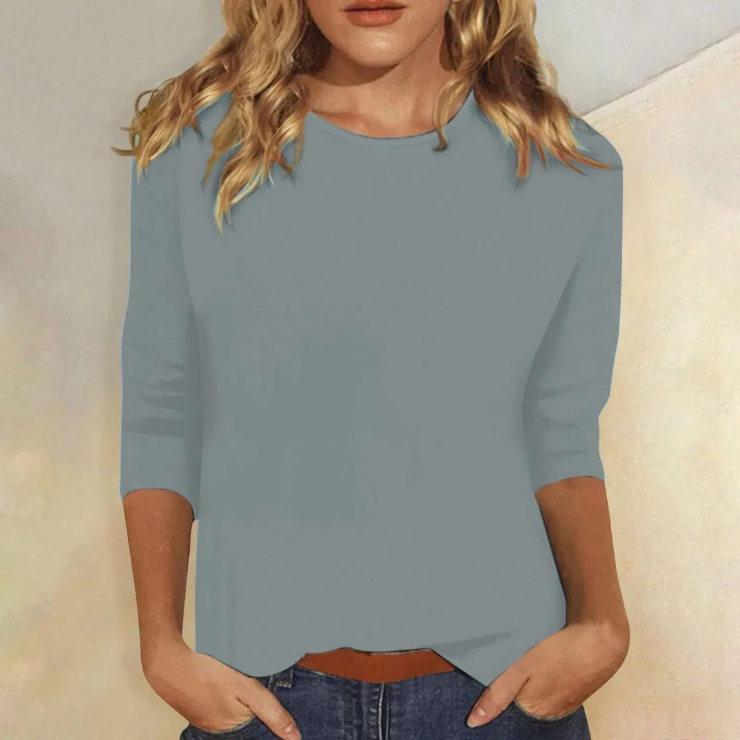 Femme T-Shirt Manches Trois-Quarts col Rond Coupe Décontractée
