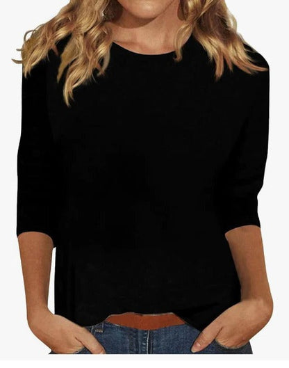 Femme T-Shirt Manches Trois-Quarts col Rond Coupe Décontractée