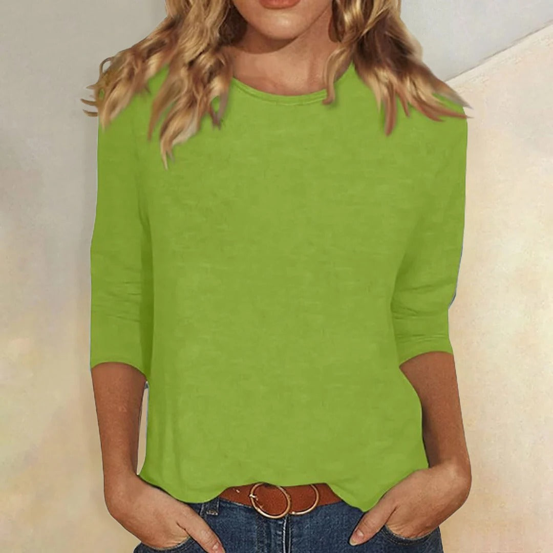 Femme T-Shirt Manches Trois-Quarts col Rond Coupe Décontractée