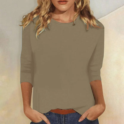 Femme T-Shirt Manches Trois-Quarts col Rond Coupe Décontractée