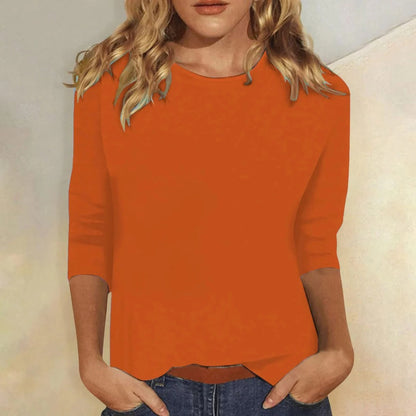 Femme T-Shirt Manches Trois-Quarts col Rond Coupe Décontractée