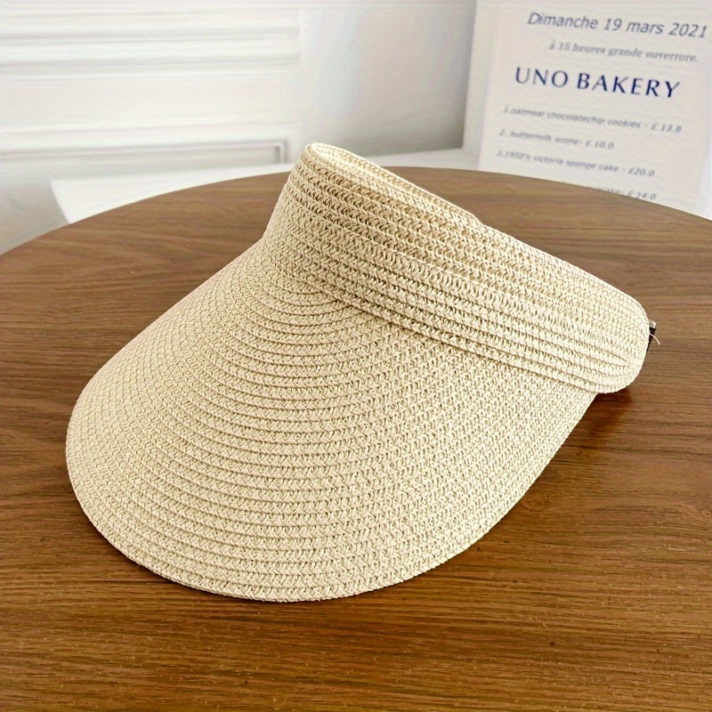 Women's Wide Brim Woven Sun Visor with Headband - 10